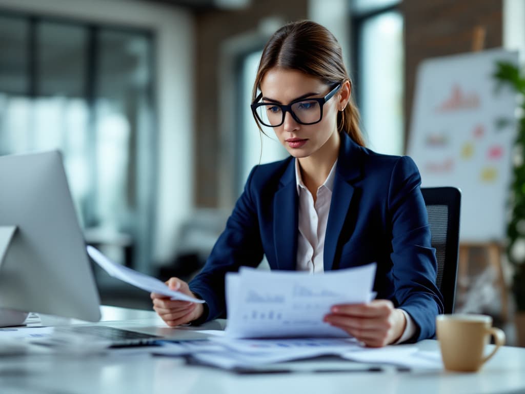 Professionnelle consultant ses documents et outils numériques